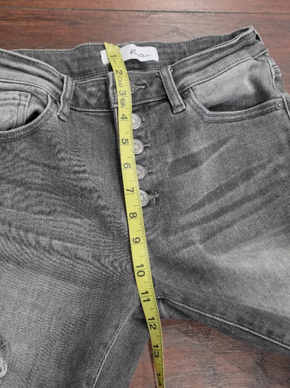 Kancan High Rise Button Fly Distressed Jeans – Gray Wash 🔥